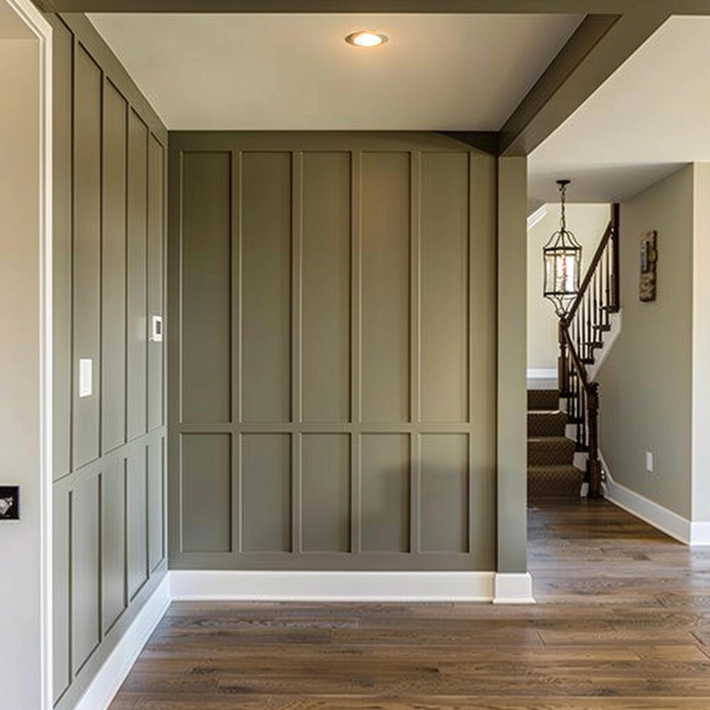 Custom wood slat accent wall in a contemporary Seattle living room